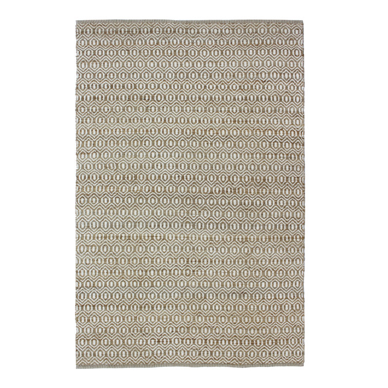 Handmade Geometric Flatweave White and Brown Chenille Runner Rug