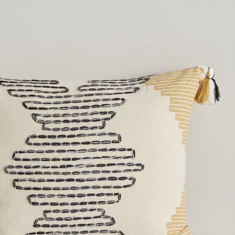 Full/Queen Yellow Cotton Duvet Cover Set with Tassels