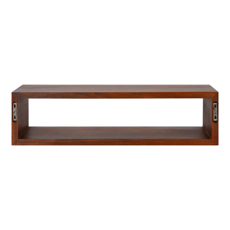 Walnut Brown Solid Wood Floating Wall Shelf, 28'' Wide
