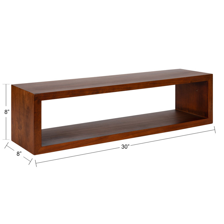 Walnut Brown Solid Wood Floating Wall Shelf, 28'' Wide