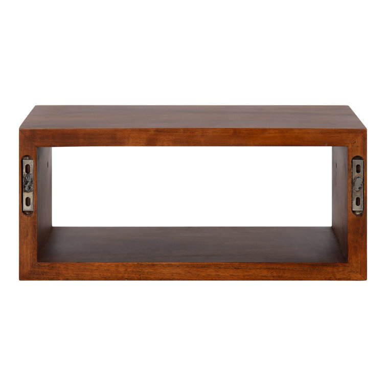 Holt Modern Walnut Brown Steel & Wood Floating Cube Shelf