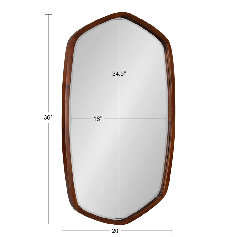 Walnut Brown Hexagon Wood Frame Wall Mirror