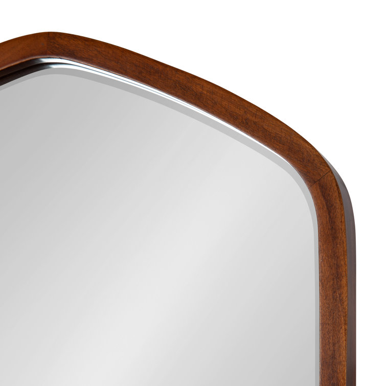 Walnut Brown Hexagon Wood Frame Wall Mirror