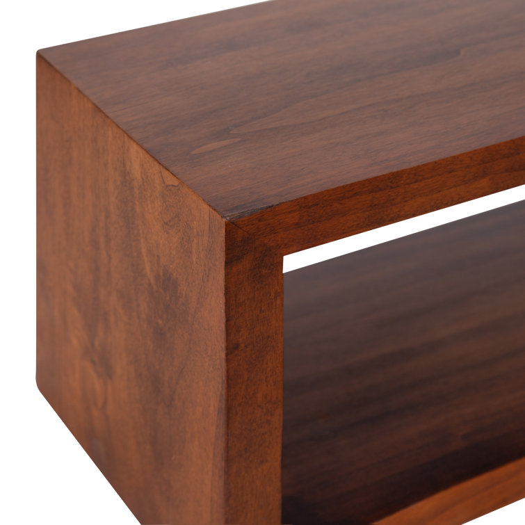 Walnut Brown Solid Wood Floating Wall Shelf, 28'' Wide