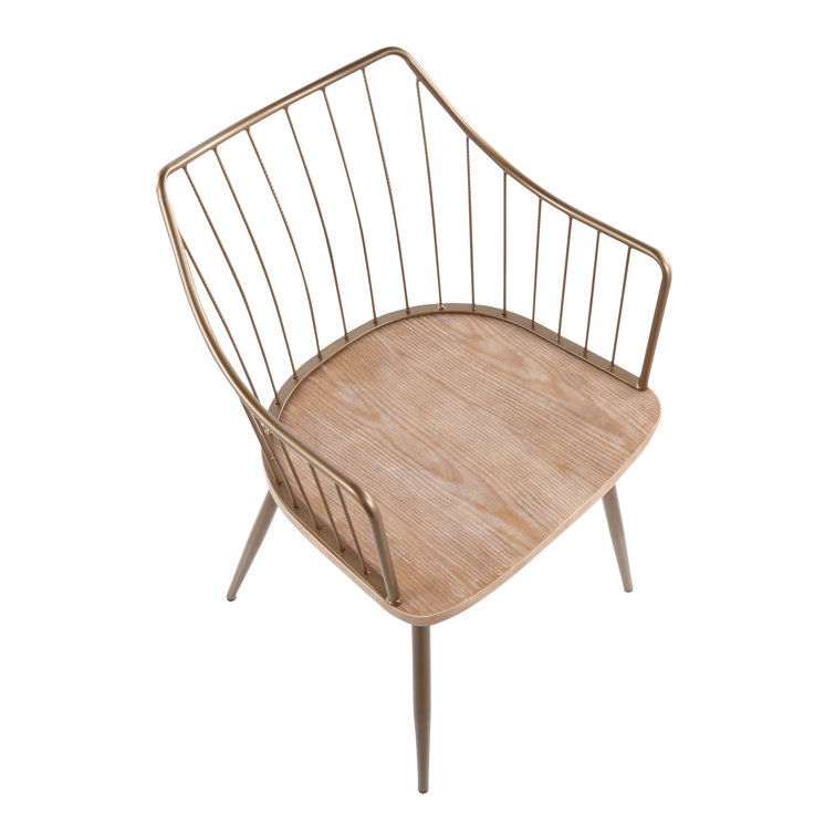 Windsor High Slat Back Arm Chair in Antique Copper and White Wash