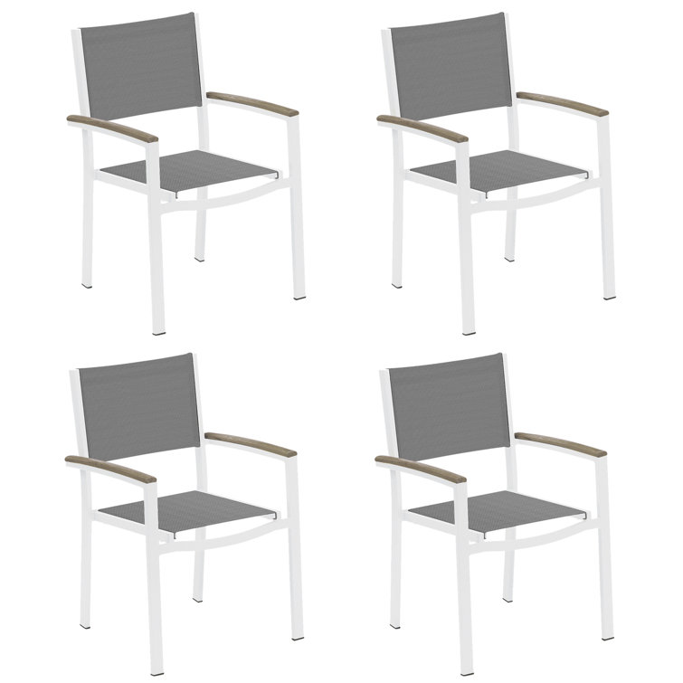 Flint Frame Titanium Basketweave Sling Dining Chair Set of 4