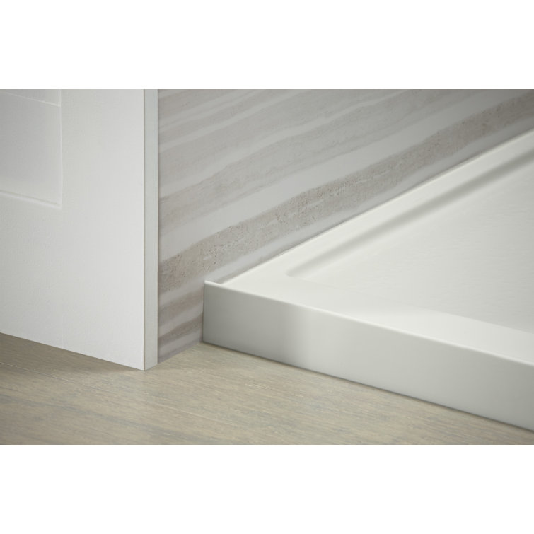 White Acrylic 60" x 32" Low-Threshold Shower Base with Right Drain