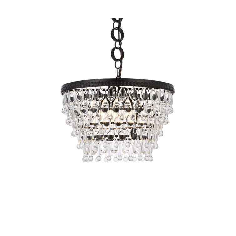 Nordic Black and Clear Crystal Tiered Chandelier