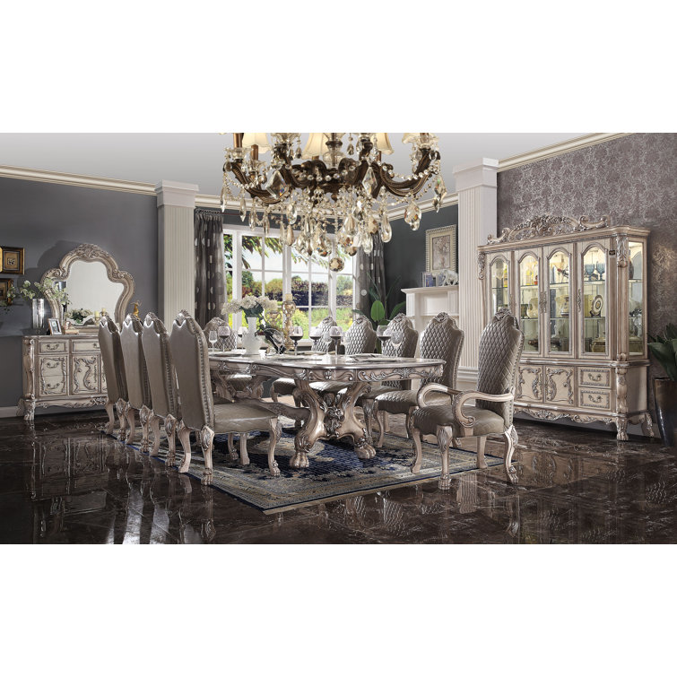 Dresden Vintage Bone White Extendable Dining Table