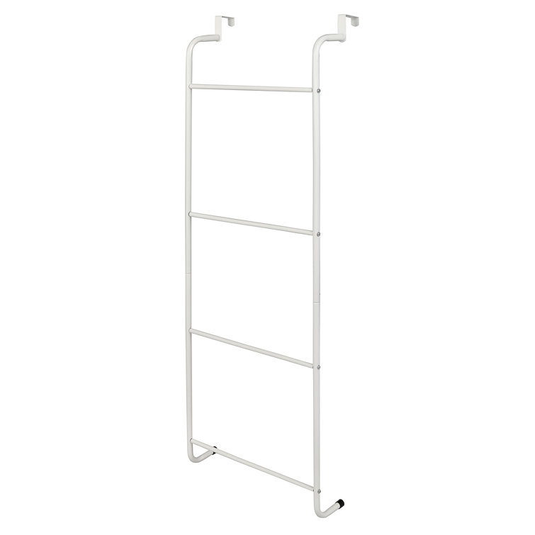 White Metal Over-the-Door Towel Rack with 4 Rungs