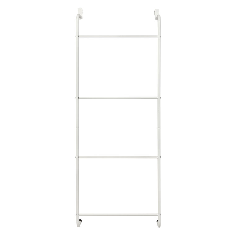White Metal Over-the-Door Towel Rack with 4 Rungs