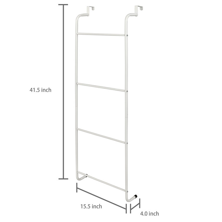 White Metal Over-the-Door Towel Rack with 4 Rungs
