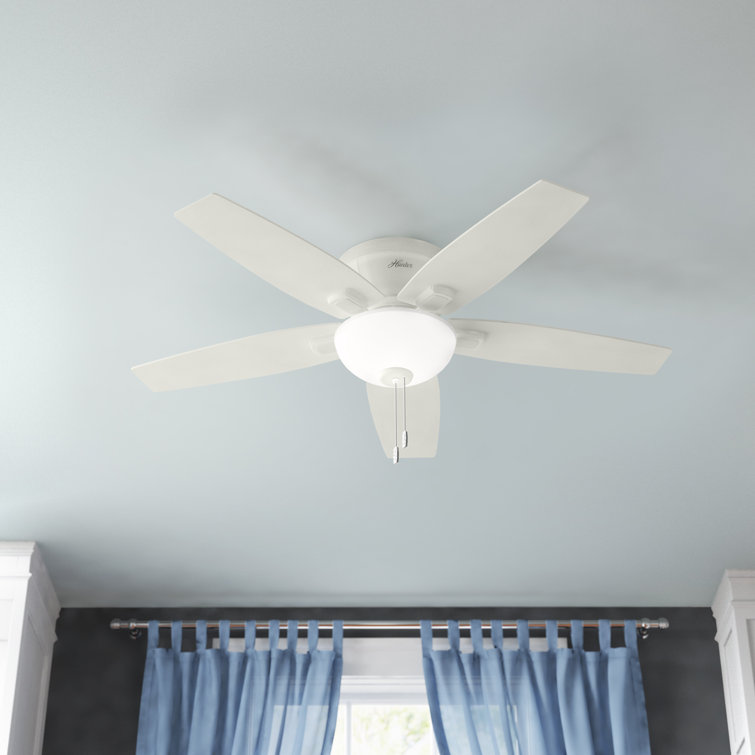52'' Fresh White Low Profile Ceiling Fan with LED Light