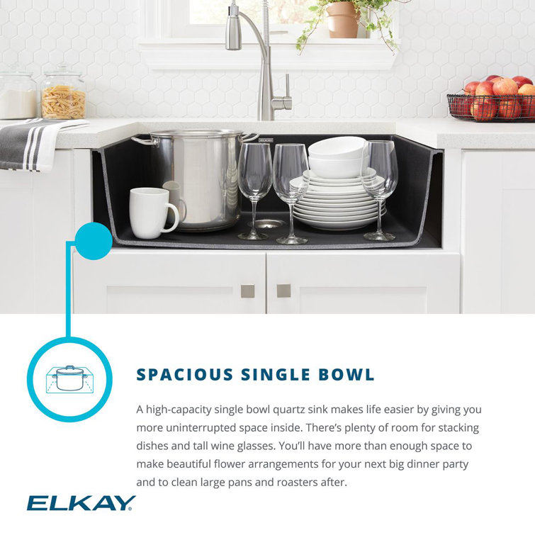 Elkay Black Quartz Single Bowl Drop-In Kitchen Sink