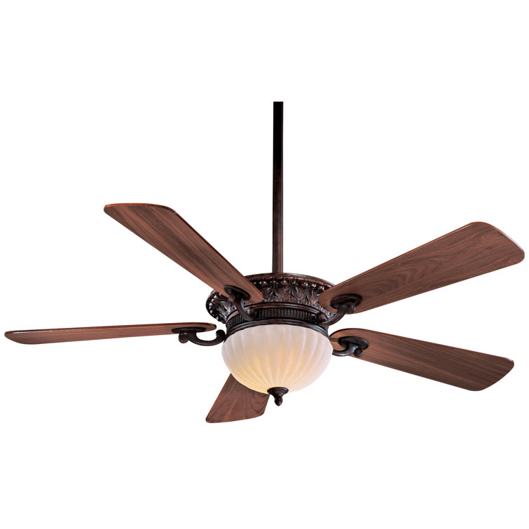 52" Volterra Bronze Ceiling Fan with Natural Walnut Blades and LED Light