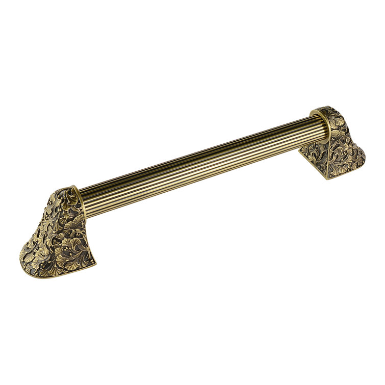 Antique Brass Florid Leaves Appliance Pull with Mounting Hardware