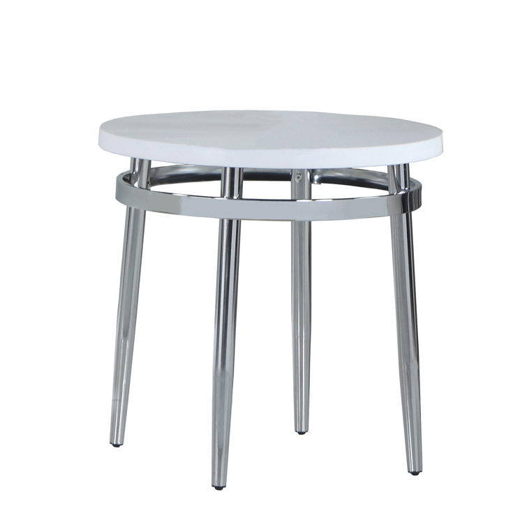 White Marble and Chrome Round Nesting Coffee Table Set