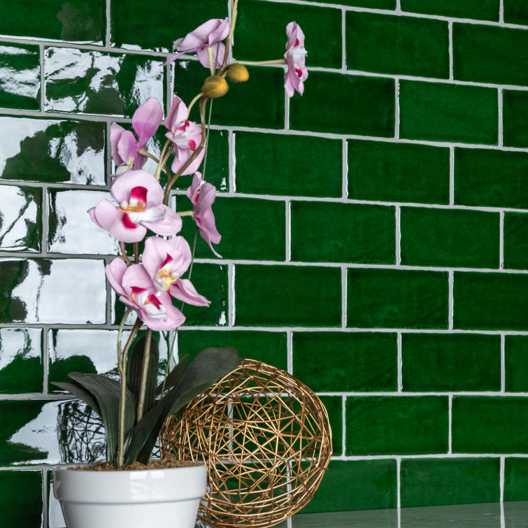 Viva Antic Verde 3" x 6" Green Ceramic Wall Tile