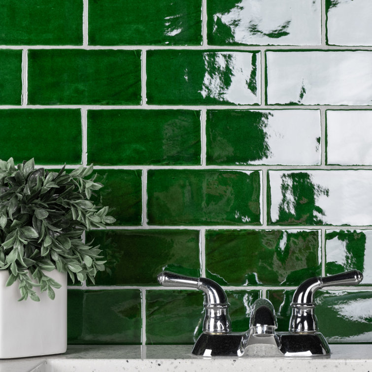 Viva Antic Verde 3" x 6" Green Ceramic Wall Tile