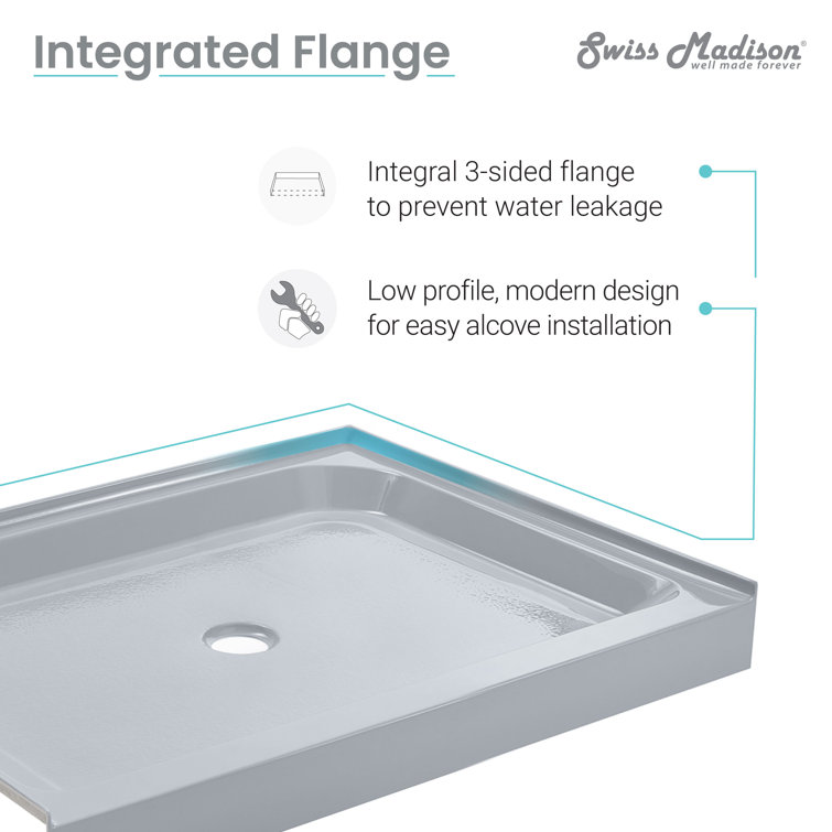 Voltaire Gray Acrylic Single-Threshold Shower Base, 60" x 30"
