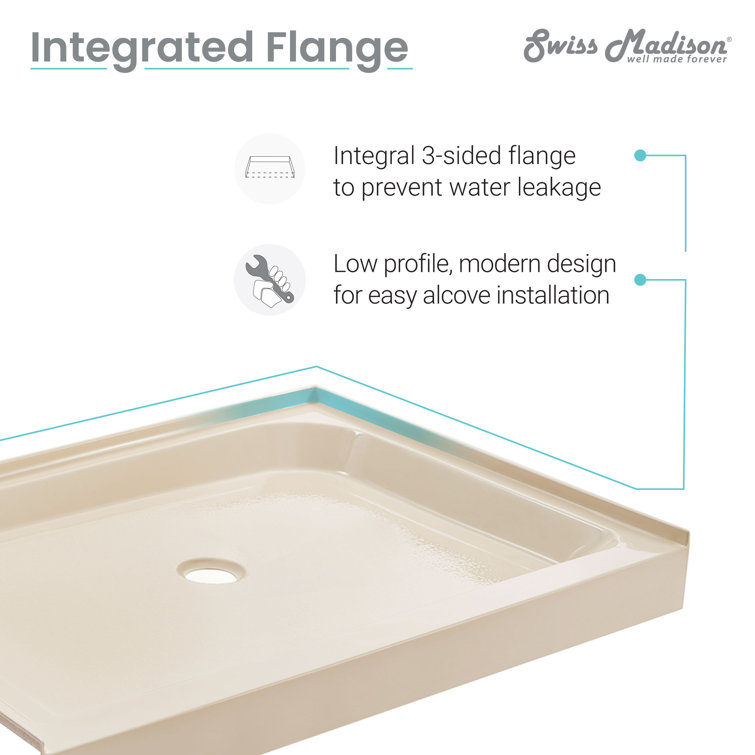 Voltaire 48" x 36" Biscuit Acrylic Shower Base with Left-Hand Drain