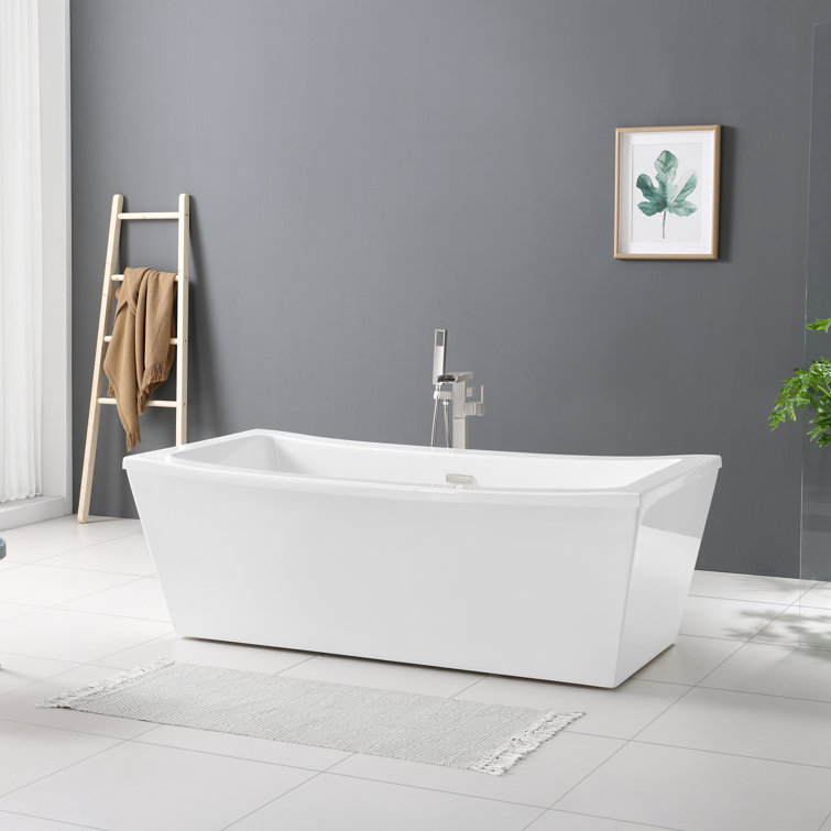 Terra 70'' White Acrylic Freestanding Soaking Bathtub with Faucet
