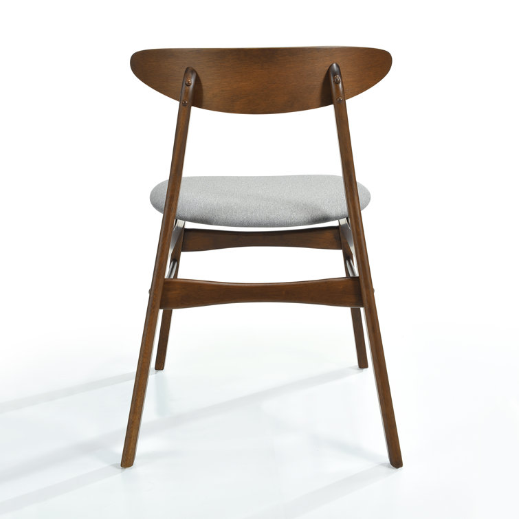 Gray Upholstered Rubberwood Mid-Century Modern Dining Side Chair Set