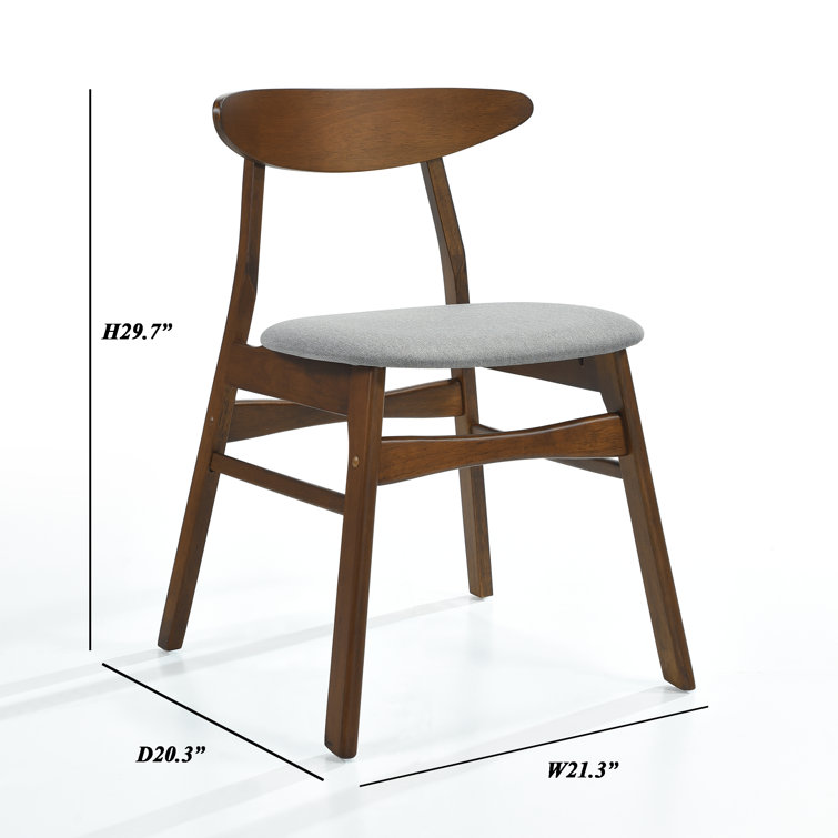 Gray Upholstered Rubberwood Mid-Century Modern Dining Side Chair Set