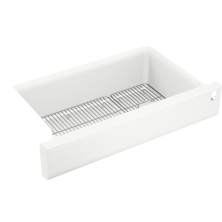 Rustic Farmhouse 34" Matte White Cast Iron Kitchen Sink