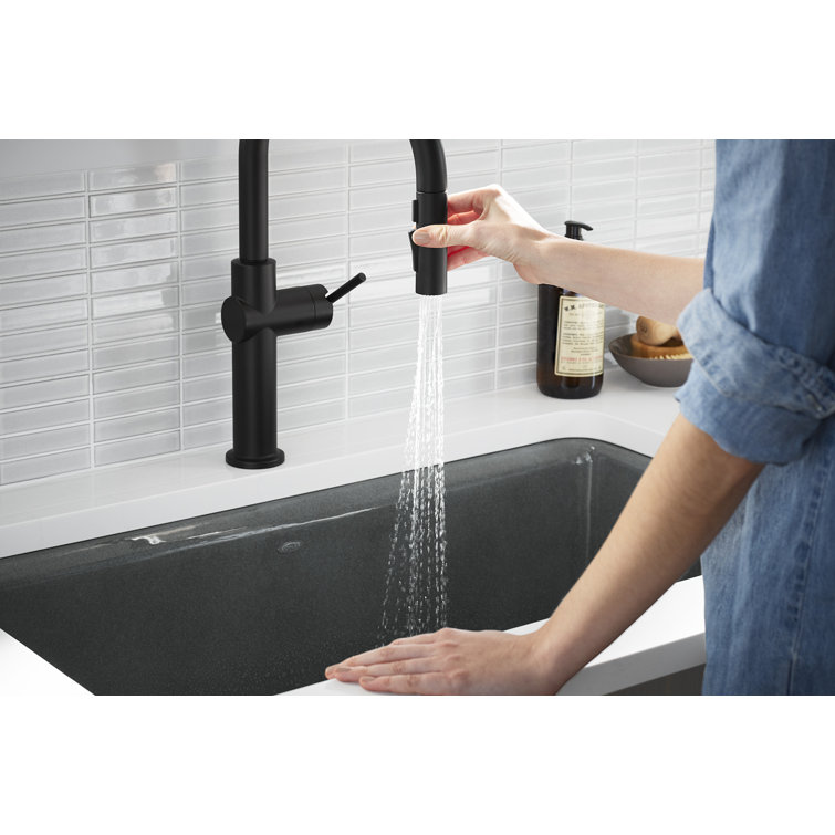 Matte Black Touchless Pull-Down Kitchen Faucet with Spray