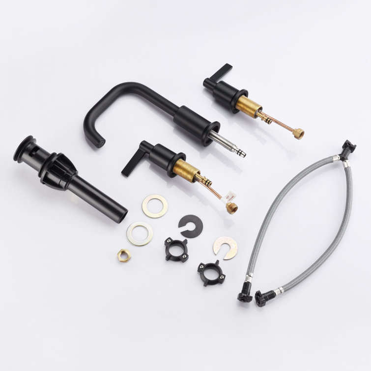 Matte Black Brass 2-Handle Widespread Bathroom Faucet