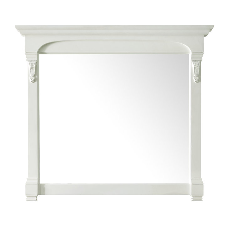 Bright White Rectangular Wood Framed Vanity Mirror