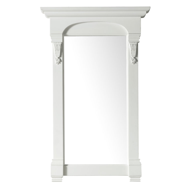 Bright White Rectangular Wood Framed Vanity Mirror