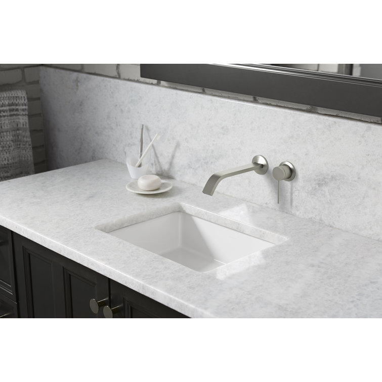 Brushed Nickel Wall-Mount Lever Bathroom Faucet
