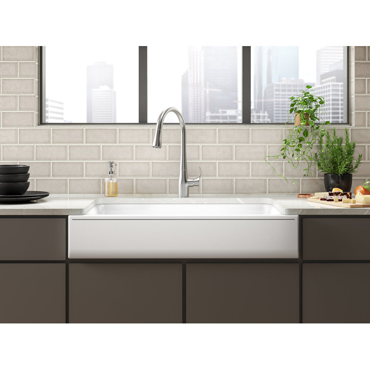 Rustic Farmhouse 34" Matte White Cast Iron Kitchen Sink
