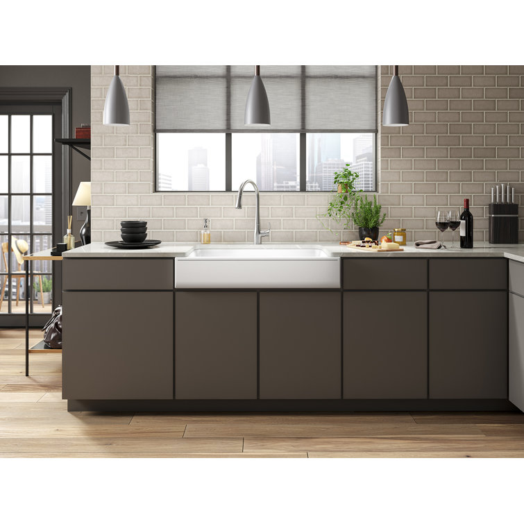 Rustic Farmhouse 34" Matte White Cast Iron Kitchen Sink