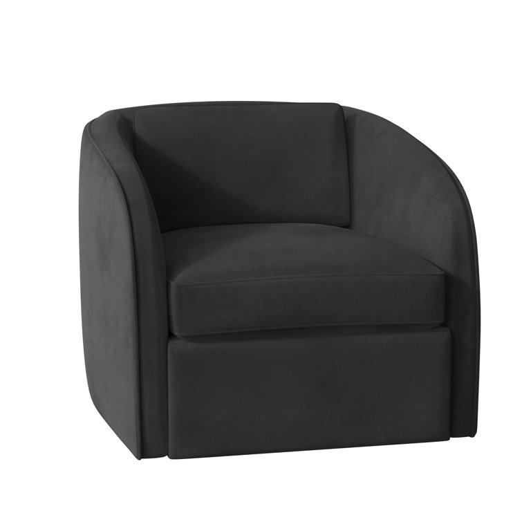 Gray Leather Swivel Barrel Chair with Manufactured Wood Frame