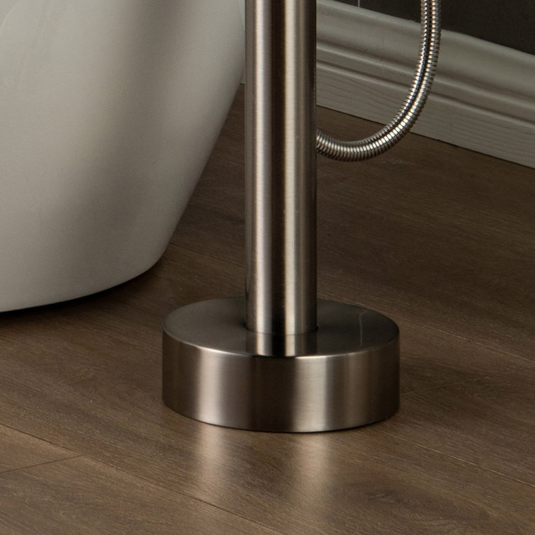 Brushed Nickel Freestanding Tub Filler Faucet with Hand Shower