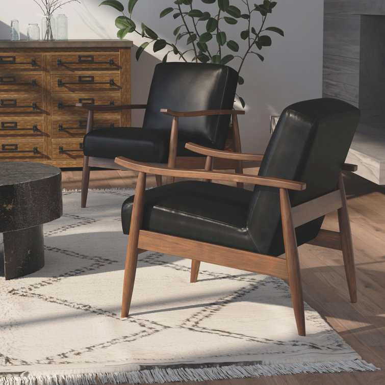 Austin Black Faux Leather Mid-Century Modern Accent Chair