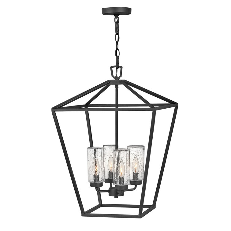 Museum Black Alford Place 4-Light LED Outdoor Lantern with Clear Seedy Glass