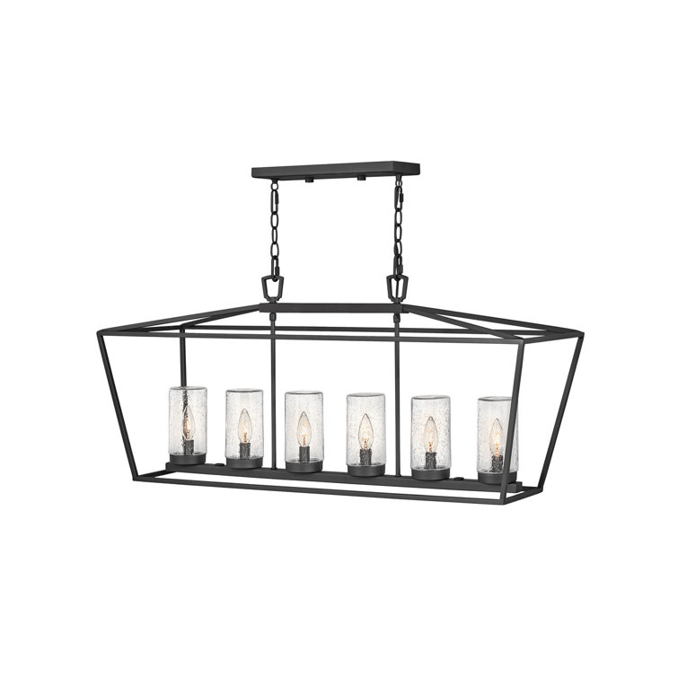 Museum Black 6-Light Outdoor LED Cage Chandelier