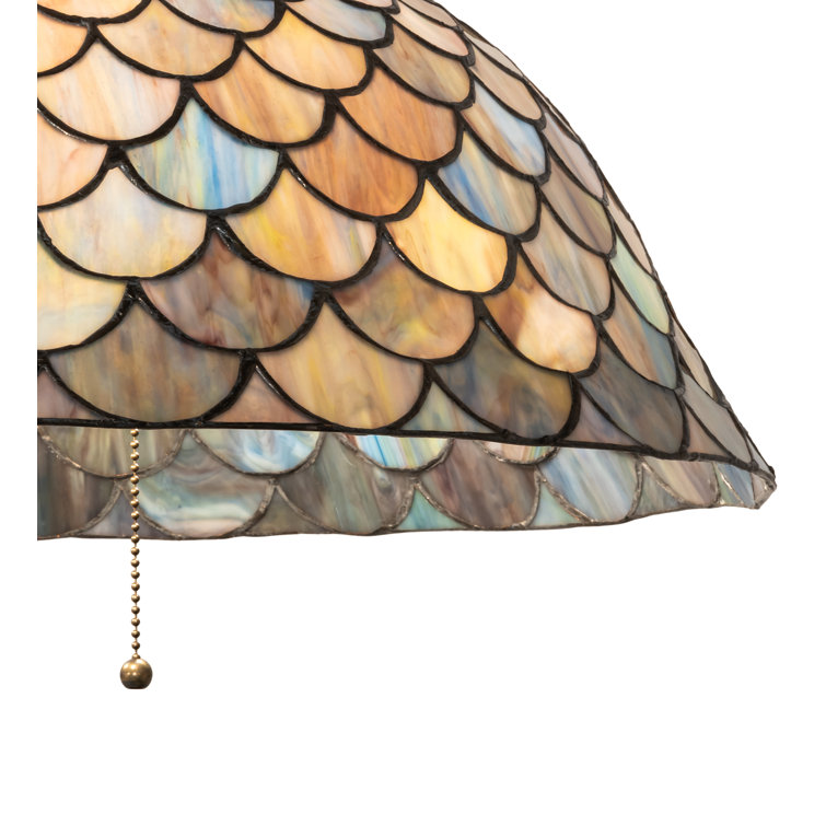 Mahogany Bronze 3-Light Indoor/Outdoor Globe Pendant with Green/Blue Glass Shade