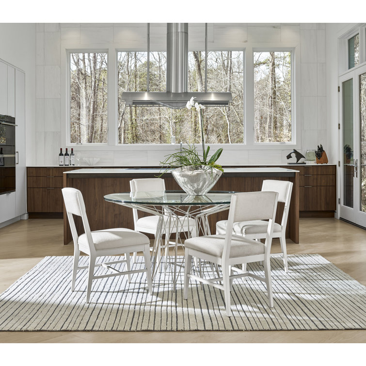 Axel 54" White Glass Top Transitional Dining Table