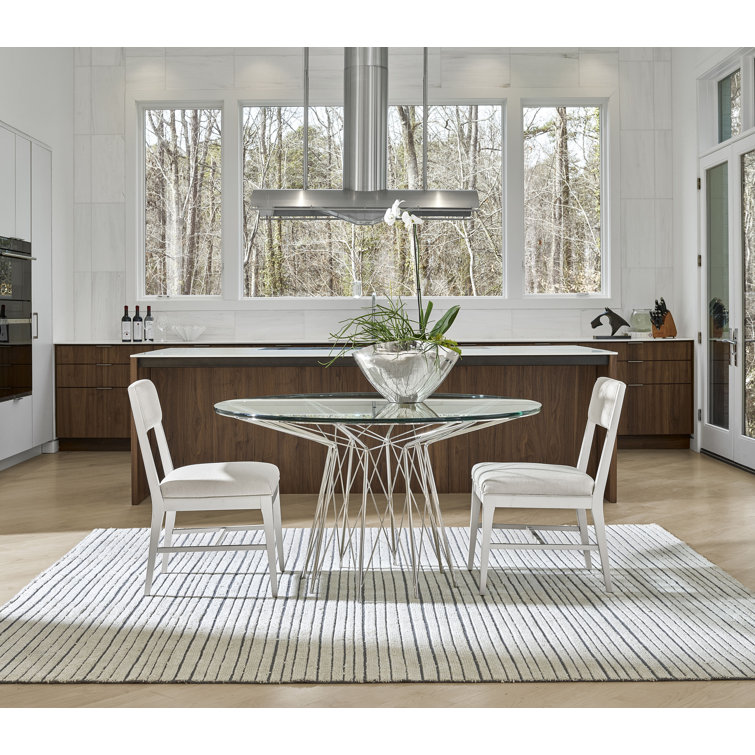 Axel 54" White Glass Top Transitional Dining Table