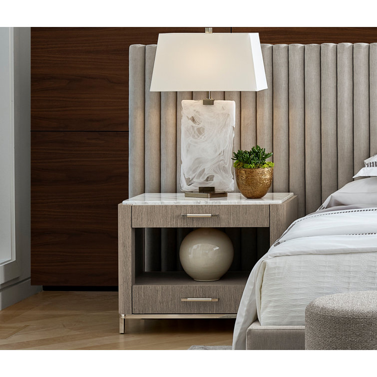 Modern Soren 2-Drawer Bedside Table with Stone Top