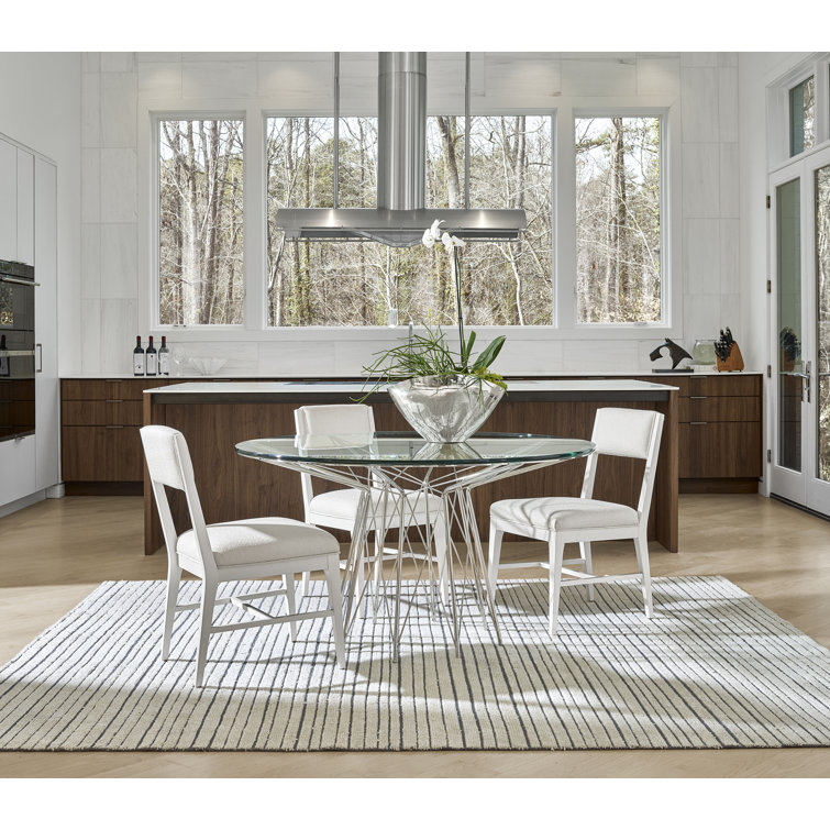 Axel 54" White Glass Top Transitional Dining Table
