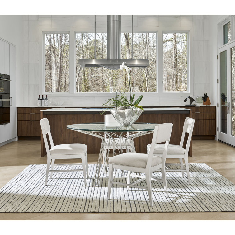 Axel 54" White Glass Top Transitional Dining Table