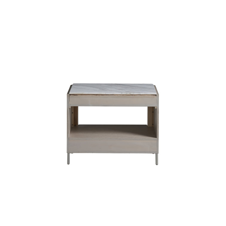 Modern Soren 2-Drawer Bedside Table with Stone Top