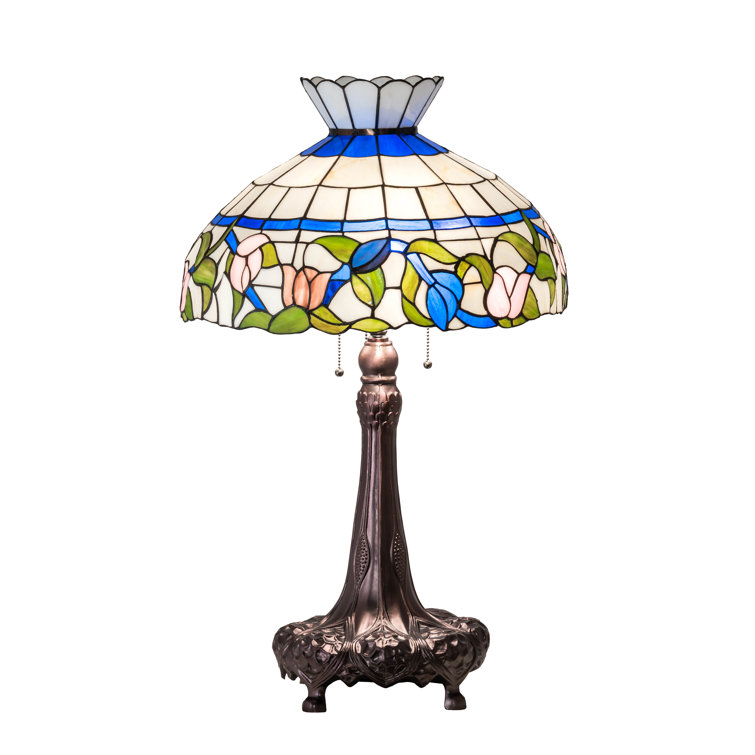 Mahogany Bronze 33" Table Lamp with Stained Glass Shade