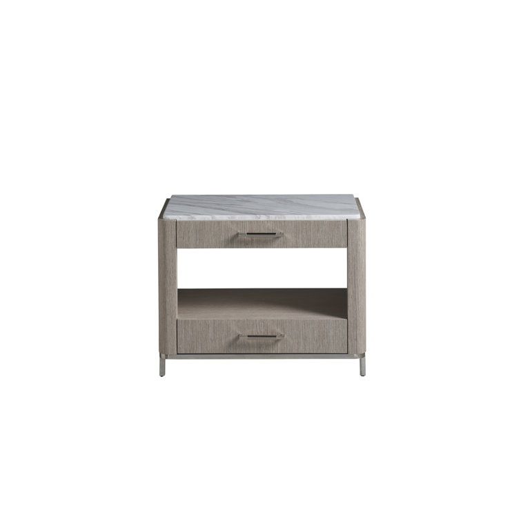 Modern Soren 2-Drawer Bedside Table with Stone Top